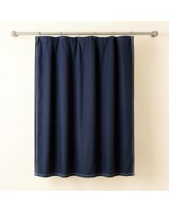 Briar Crossing Shower Curtain Hanging Flat From A Plain Rod - Navy (synthetic illustration; no displayed measurements)