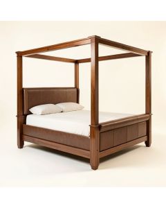 Miroir King Solid Wood And Upholstered Low Profile Four Poster Bed (synthetic illustration; no displayed measurements)