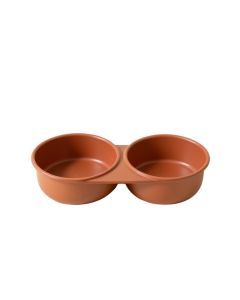 Maple Edge Pet Feeding Stand With Two Plain Empty Bowls - Terracotta