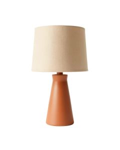 Linden Bend Table Lamp With A Plain Fabric Shade - Terracotta (synthetic illustration; no displayed measurements)