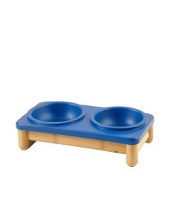 Linden Crossing Pet Feeding Stand With Two Plain Empty Bowls - Blue (synthetic illustration; no displayed measurements)