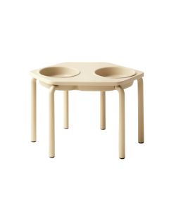 Birch Bend Pet Feeding Stand With Two Plain Empty Bowls - Beige