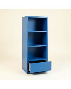 Wren Crest Narrow Cubby Tower - Blue (synthetic illustration; no displayed measurements)
