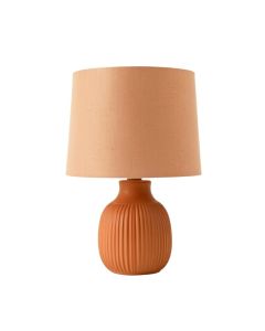 Brook Canyon Table Lamp With A Plain Fabric Shade - Terracotta