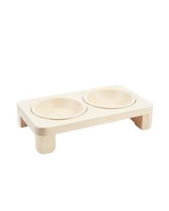 Laurel Crossing Pet Feeding Stand With Two Plain Empty Bowls - Ivory (synthetic illustration; no displayed measurements)