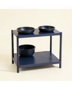 Pine Canyon Pet Feeding Stand With Two Plain Empty Bowls - Navy (synthetic illustration; no displayed measurements)