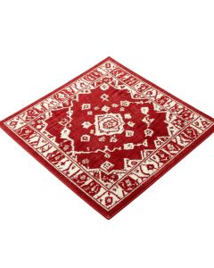 Finty Geometric Machine Made Power Loom Wool And Polyester Red/White Area Rug