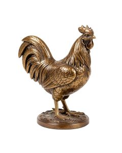 Ebros Country Western Rustic Decorative Rooster Chicken Statue In Bronze Electroplated Resin
