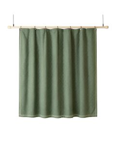 Hill Bridge Shower Curtain Hanging Flat From A Plain Rod - Green (synthetic illustration; no displayed measurements)