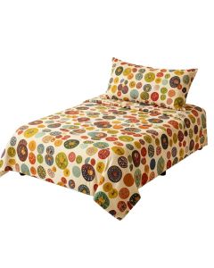Retro Home 60S - 70S Style Geometric Round Shaped Design With Warm Colors Print Duvet Cover Set (synthetic illustration; no displayed measurements)