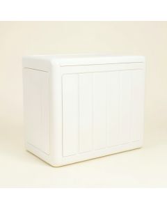 Slate Crossing Narrow Outdoor Storage Bench - White (synthetic illustration; no displayed measurements)