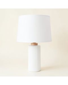 Cove Bend Table Lamp With A Plain Fabric Shade - White (synthetic illustration; no displayed measurements)