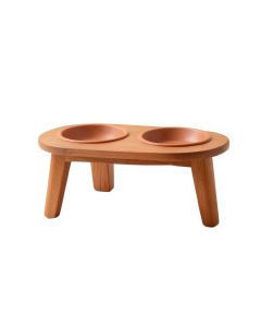 Fern Bend Pet Feeding Stand With Two Plain Empty Bowls - Terracotta (synthetic illustration; no displayed measurements)