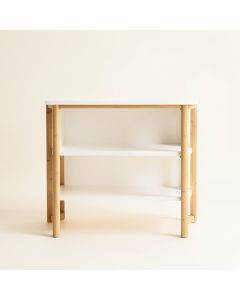 Fern Arc Low Bookcase - White (synthetic illustration; no displayed measurements)