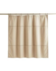 Alder Crest Shower Curtain Hanging Flat From A Plain Rod - Beige (synthetic illustration; no displayed measurements)