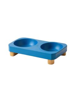 Ridge Branch Pet Feeding Stand With Two Plain Empty Bowls - Blue (synthetic illustration; no displayed measurements)