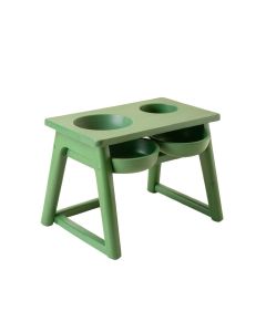 Laurel Canyon Pet Feeding Stand With Two Plain Empty Bowls - Green (synthetic illustration; no displayed measurements)