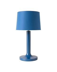 Moss Branch Table Lamp With A Plain Fabric Shade - Blue