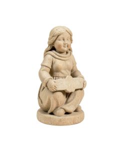 Sentimental Stone Solar Girl With Welcome Sign Statue