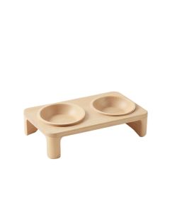 Briar Bridge Pet Feeding Stand With Two Plain Empty Bowls - Beige