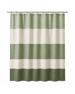 Laurel Branch Shower Curtain Hanging Flat From A Plain Rod - Green