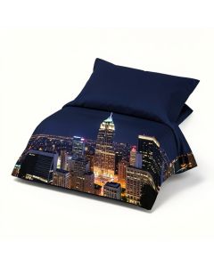 Usa Chicago City Skyline At Night With Tall Buildings Urban Modern Life (synthetic illustration; no displayed measurements)