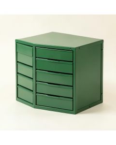 Rowan Arc Small-Parts Storage Drawer Cabinet - Green (synthetic illustration; no displayed measurements)
