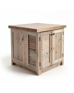 Maloney Rustic Shutter Door Kitchen Island With Oak Top (synthetic illustration; no displayed measurements)