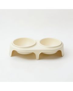 Laurel Bridge Pet Feeding Stand With Two Plain Empty Bowls - Cream (synthetic illustration; no displayed measurements)