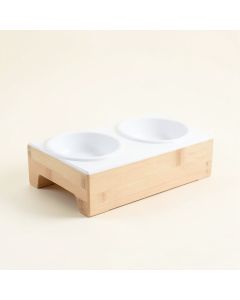 Lake Dell Pet Feeding Stand With Two Plain Empty Bowls - White (synthetic illustration; no displayed measurements)