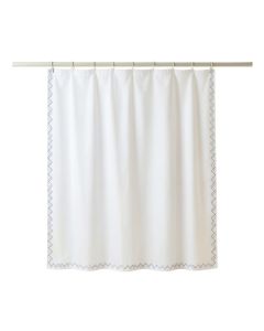 Field Dale Shower Curtain Hanging Flat From A Plain Rod - White