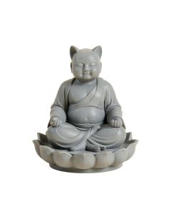 Carelton Feng Shui Zen Meditating Japanese Jizo Cat Monk On Lotus Throne Figurine