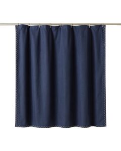 Moss Edge Shower Curtain Hanging Flat From A Plain Rod - Navy