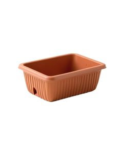 Laurel Branch Empty Railing Planter With Integral Brackets - Terracotta (synthetic illustration; no displayed measurements)