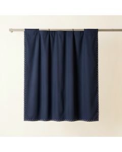 Dune Edge Shower Curtain Hanging Flat From A Plain Rod - Navy (synthetic illustration; no displayed measurements)