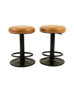 Borchardt Adjustable Stool With Swivel ( Set Of 2 ) In Vintage Caramel Pu And Black (synthetic illustration; no displayed measurements)