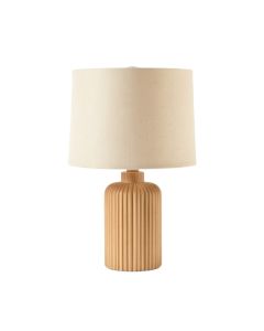Fern Branch Table Lamp With A Plain Fabric Shade - Beige
