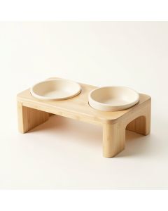 Meadow Branch Pet Feeding Stand With Two Plain Empty Bowls - Ivory (synthetic illustration; no displayed measurements)