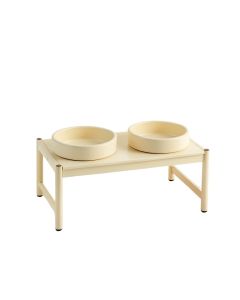Dune Crossing Pet Feeding Stand With Two Plain Empty Bowls - Ivory (synthetic illustration; no displayed measurements)