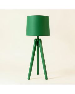 Pine Crossing Floor Lamp With A Plain Fabric Shade - Green (synthetic illustration; no displayed measurements)