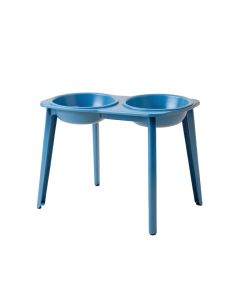 Meadow Bend Pet Feeding Stand With Two Plain Empty Bowls - Blue