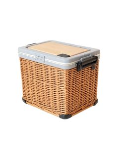 80 Qt . Portable Wicker Trolley Ice Chest With Cutting Board Bottle Opener And Cover Cooler
