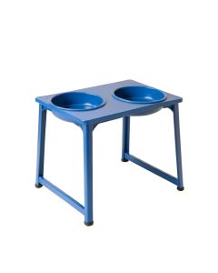 Holly Dell Pet Feeding Stand With Two Plain Empty Bowls - Blue