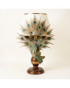 Art Deco Peacock Sculptural 29 '' Torchiere Lamp Set (synthetic illustration; no displayed measurements)