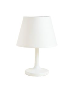 Flint Arc Table Lamp With A Plain Fabric Shade