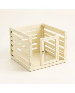 Slate Edge Empty Furniture-Style Pet Crate - Ivory (synthetic illustration; no displayed measurements)