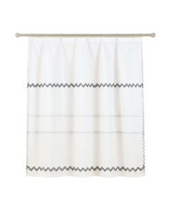 Ash Edge Shower Curtain Hanging Flat From A Plain Rod - White