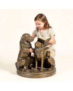 Siobhan Girl Petting Her Dog While Reading Statue (synthetic illustration; no displayed measurements)