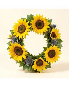 Sunflower And Thistle 24 '' Polyester Wreath (synthetic illustration; no displayed measurements)