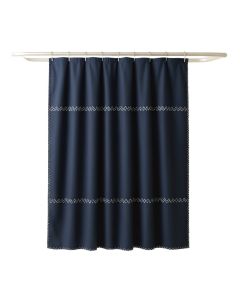 Holly Dell Shower Curtain Hanging Flat From A Plain Rod - Navy (synthetic illustration; no displayed measurements)